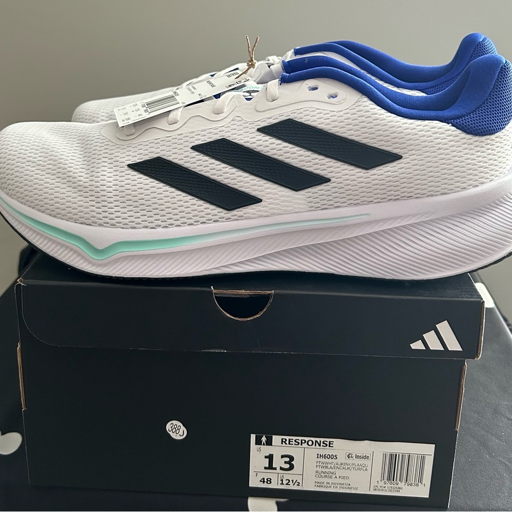 Adidas Response White and Blue Sneakers- Men’s Size 13